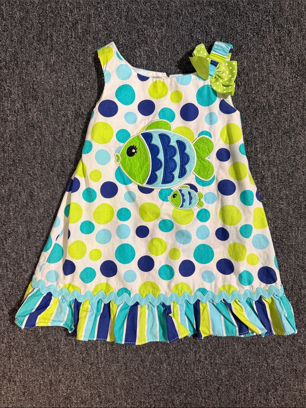 Youngland Fish polka Dot Dress Sleeveless Dress - 24mos